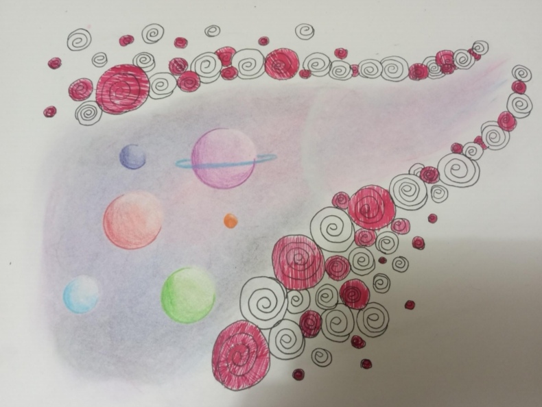 Camino del Universo. Técnicas Mixtas. Valentina Fernández Mendoza